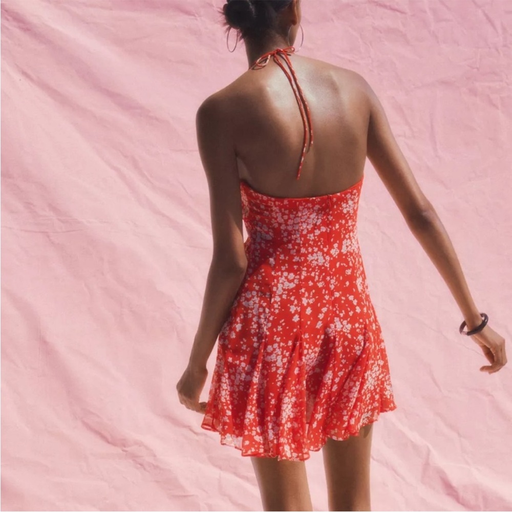 NWOT Zara Floral Godet Print Mini Dress - Picture 2 of 4